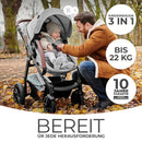 Kinderkraft Kinderwagen 3 in 1 MOOV, Kinderwagenset, Sportwagen, Buggy, Babyschale, Große Räder, Luftreifen Hohe, Verarbeitungsqualität, Bequemer, Grau, Kein Seitengriff vorhanden