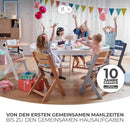 Kinderkraft Kinderhochstuhl aus Holz ENOCK 3 in 1, Niedriger Stuhl, Babystuhl, Abnehmbare Schutzbügel und Gurt, Rückenlehnenverstellung, ab 6 Monaten bis 10 Jahre, Vollweiß
