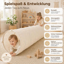 LIONHERZ® play tunnel for children, cotton/hemp | baby crawling tunnel 180x46cm | pop-up & foldable with 4 hook-and-loop fasteners | metal frame | indoor crawl tunnel | from 1 year | children’s tunnel | girls & boys