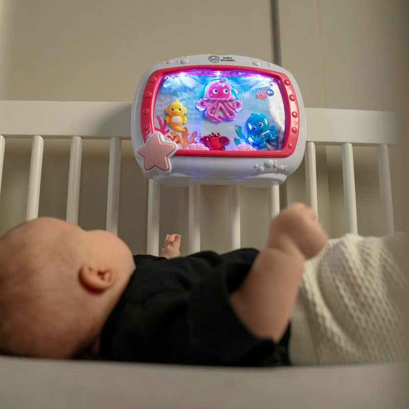 Baby Einstein Sea Dreams Soother, Baby Einschlafhilfen & Weißes Rauschen, 25+ Min. Musik & Ozeanklänge, Fernbedient, White Noise Machine, Aquarium Nachtlicht, für Neugeborene +, Rosa