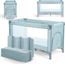 KikkaBoo Reisebett Baby SO GIFTED, Kinderreisebett 120x60 cm, bis 15 kg, Faltbar & Kompakt, Tragbar mit Transporttasche, Zusammenklappbar für Reise & Urlaub, Minze