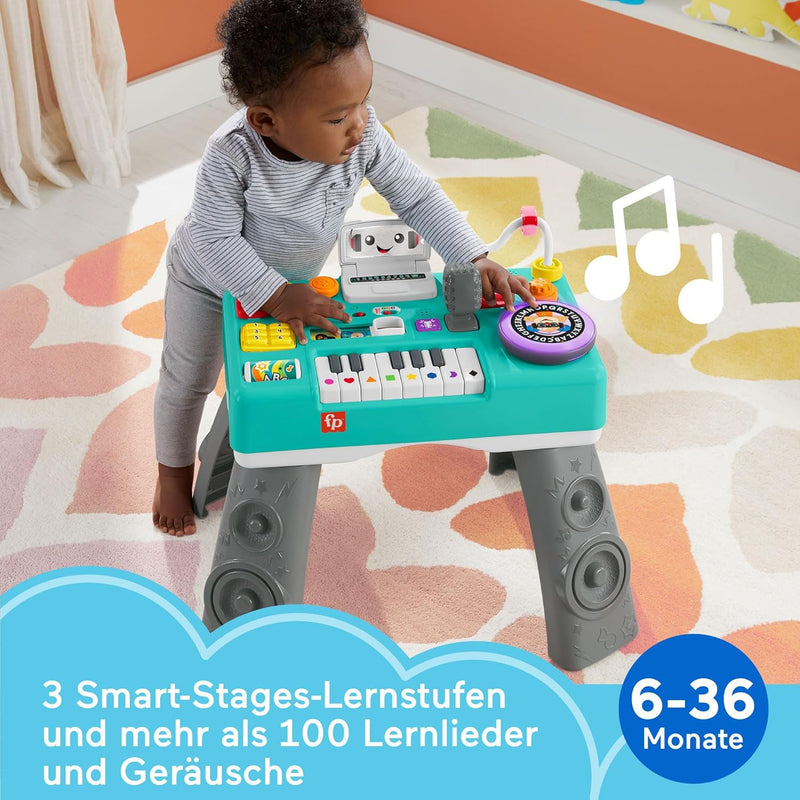 Fisher-Price Lernspaß DJ Spieltisch - musikalisches Lernspielzeug mit 3 Klavierspielmodi, Lichtern