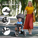 Kinderkraft Aston Dreirad ab 9 Monate bis 25 kg, Kinderdreirad mit schubstange, drehbarer Sitz Vorwärts und Rückwärtsfahrt, ausklappbarem Verdeck mit Sonnenschutz, Getränkehalter Korb im Set, Grün
