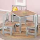 roba Kindertisch Sitzgruppe 'Woody' - 2 Kinderstühle & 1 Tisch - Sitzgarnitur/Sitzmöbel für Kinder in Holzdekor & Taupe