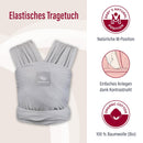 manduca Sling - Babytragetuch - Elastische Babytrage für Neugeborene von der Geburt bis zu 15 kg - Bio-Baumwolle - GOTS zertifiziert,Light Grey