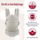 manduca XT Babytrage - Verstellbarer Sitz, der mitwächst - Vom Neugeborenen bis zum Kleinkind - Babytrage aus Bio-Baumwolle mit 3 Tragemöglichkeiten,Monochrome Cloud