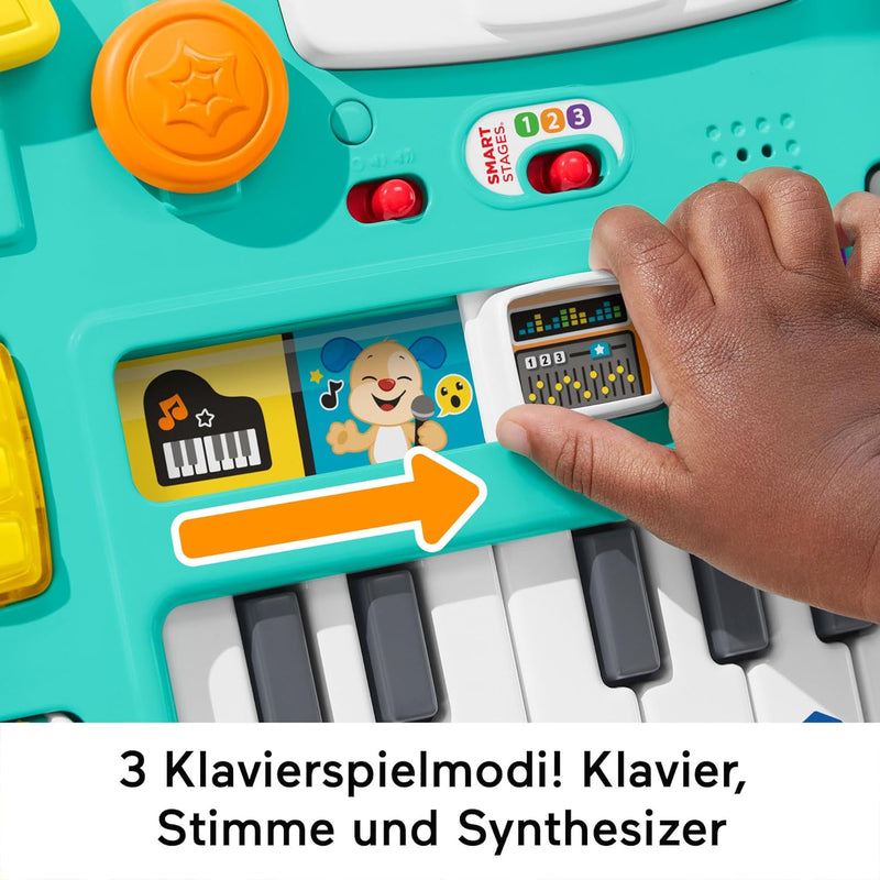 Fisher-Price Lernspaß DJ Spieltisch - musikalisches Lernspielzeug mit 3 Klavierspielmodi, Lichtern