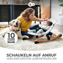 kk Kinderkraft FINIO Schaukelstuhl aus Holz, leicht, Liegeposition, verstellbarer Sicherheitsgurt, mit weichem Plüsch bezogen
