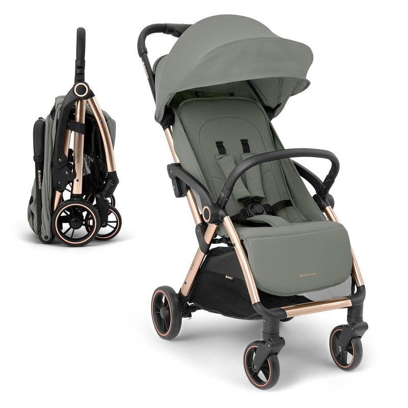 KikkaBoo EDEN Kinderwagen Buggy bis 22 kg – Leicht (7,1 kg), Kompakt & Stilvoll, One-Hand-Faltbar, Inkl. Regenschutz, Armee-Grün