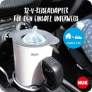 NUK Thermo Express Plus Flaschenwärmer, tragbar|schonendes Erwärmen von flüssiger und breiförmiger Nahrung in 90 Sekunde|automatische Abschaltun| Korb zum Herausnehmen| EU-Stecker & 12-V-Reiseadapter