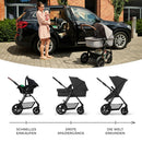 Kinderkraft MOOV Kinderwagen 3 in 1 Kinderwagenset bis 26 kg mit Kindersitz I-SIZE 40-75 cm, Buggy Funktion, Liegeposition verstellbar, Große ausziehbare Verdeck, Zubehör inklusive, Schwarz