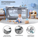 kk Kinderkraft Kinderreisebett JOY, Babybetten, Kinderbett, Reisebett, Praktisch, Modernes Design, Kleine Abmessungen nach Zusammenklappe, Räder, Tasche, Blau