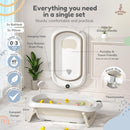 Faltbar Baby Badewanne Mit Rutschfestem Badekissen - Babywanne XXL Mit Baby Badewannensitz & Badethermometer