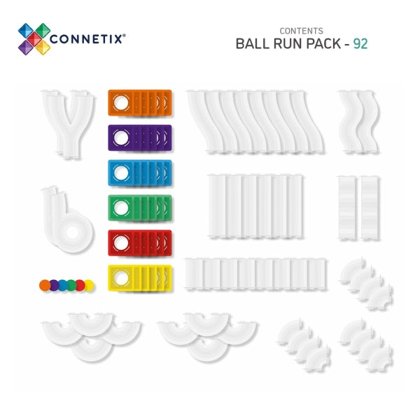 CONNETIX Connetix Magnetbausteine Kugelbahn Rainbow Ball Run Pack - 92 Teile