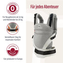 manduca XT Babytrage - Verstellbarer Sitz, der mitwächst - Vom Neugeborenen bis zum Kleinkind - Babytrage aus Bio-Baumwolle mit 3 Tragemöglichkeiten ,Grey-white