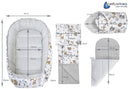 Medi Partners Babynest Nestchen Baby Set für Neugeborene - 100x60x15 Kuschelnest 5 teilig tragbar Nest zweiseitig Babynestchen Bett 100% Baumwolle (REH mit Grauem Minky)