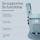 Ergobaby Adapt Babytrage für Neugeborene ab Geburt, 3-Positionen SoftFlex Mesh Ergonomische Babybauchtrage Rückentrage Baby-Tragetasche, Slate Blue