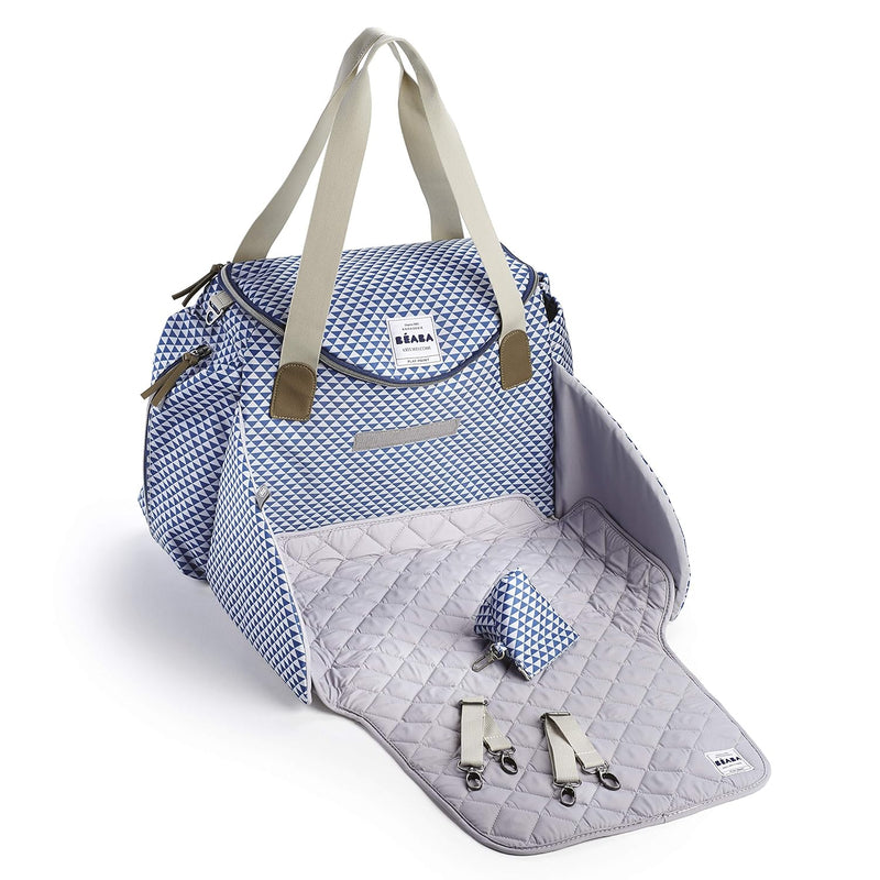 BÉABA - Wickeltasche Sydney II - Modulierbar, großes Fassungsvermögen - Große Cocoon-Wickelfläche - Isolierfach für Babynahrung, Befestigungssystem für Kinderwagen, Tragegriffe - Grau