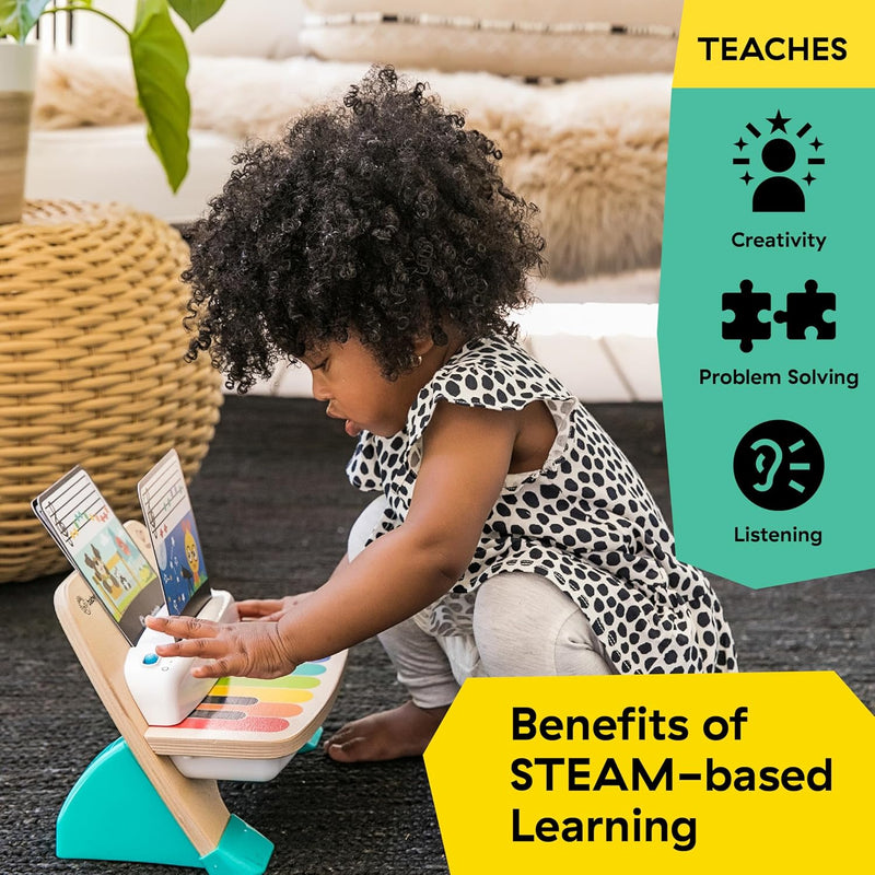 Baby Einstein, Hape, Holzspielzeug Magic Touch Piano , Musikspielzeug Klavier aus Holz für Kinder, Musikinstrumente mit 3 Notenblättern und 6 Liedern, Aktivität und Sensorisches Spielzeug, 6 Monaten+