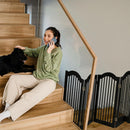 Relaxdays Absperrgitter, freistehendes Schutzgitter, H x B: 70 x 205,5 cm, 2 Füße, Hunde, Katzengitter klappbar, schwarz