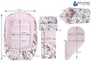 Medi Partners Babynest Nestchen Baby Set für Neugeborene - 100x60x15 Kuschelnest 5 teilig tragbar Nest zweiseitig Babynestchen Bett 100% Baumwolle ...