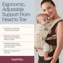 Ergobaby Adapt Babytrage für Neugeborene ab Geburt, 3-Positionen SoftFlex Mesh Ergonomische Babybauchtrage Rückentrage Baby-Tragetasche, Slate Blue