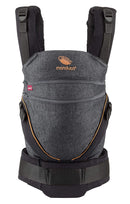 manduca XT Babytrage - Verstellbarer Sitz, der mitwächst - Vom Neugeborenen bis zum Kleinkind - Babytrage aus Bio-Baumwolle mit 3 Tragemöglichkeiten,Denimblack-toffee