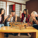 Relaxdays 10022517 Tischkicker, Tischfussball Kinder und Erwachsene, Fußball Tischspiel, Holz-Optik, B x T 69 x 37 cm, grün-braun