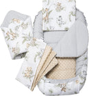 Medi Partners 5 teilig Babynestchen Set Babynest 100x60x15 - Safari mit beige Minky