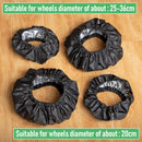 Heveer Radabdeckungen für Babys Wasserdichte Radschutzhülle Staubdicht Kinderwagen Zubehör Radabdeckung für Kinderwagen 4 Stück Schwarz