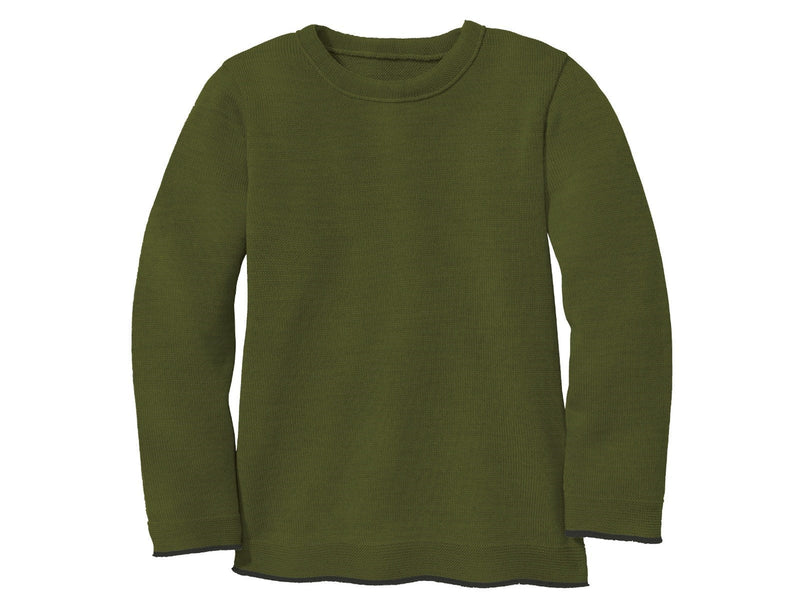 Disana 100% Wolle Kinder Strickpullover oliv* 110 | 5yrs, 116 | 6yrs