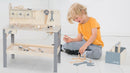 Werkbank, große Holzwerkbank, inkl. Werkzeugset, großer Arbeitsplatte, Ablage, 3 Schubfächern
