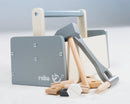 Werkzeugkiste für Kinder, Holzwerkzeugkasten, Holzbaukasten inklusive 22-teiligem Werkzeug – Freisteller (2/18)