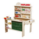 Kaufladen, Holz natur, Verkaufsstand mit 4 Schubladen, Uhr, Tafel, Theke & Seitentheke