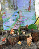 HOLZWALD Waldorfinspiriertes Spielset Wald und Wiese mit Holztieren und Spieltuch