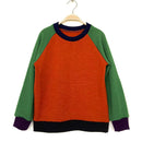 kronjuwel Wollpullover 128 orange grün Upcycling