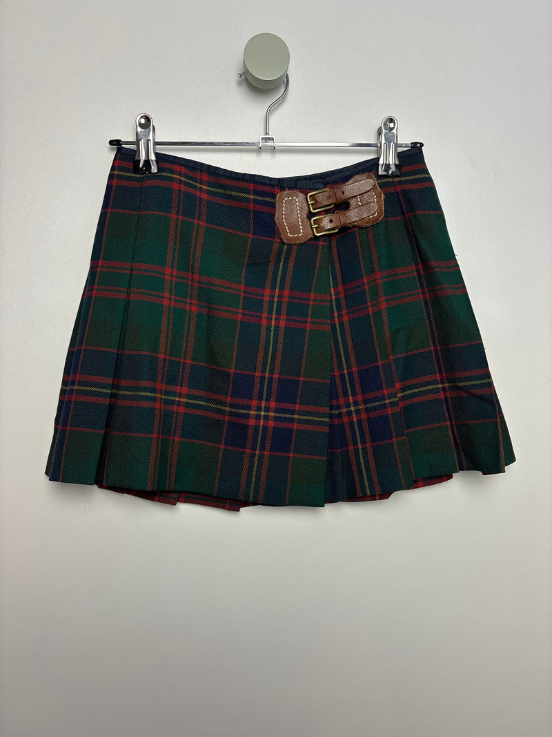 Checked wool wrap skirt with pleats • 128 • ralph lauren