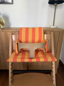 St. Tropez gestreiftes Kissen-Set, wasserdicht, kompatibel mit dem Stokke Tripp Trapp Hochstuhl – Orange/Gelb