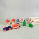 Holzeisenbahn Zugset mit 8 Kurven & Zubehör