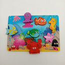 Kinder Holzpuzzle Set von 4 – mit Griffknöpfen & Tiermotiven