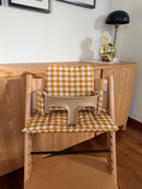 Waterproof Wipe Clean High Chair Cushion | Compatible with Stokke Tripp Trapp | Caramel Vichy Gingham