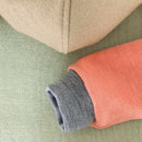 kronjuwel Kapuzenpullover 98/104 aus 100% Merinowolle salbeigrün lachsorange Upcycling