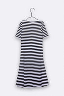 Bea Kleid in schwarz/weiss gestreift mit OUI Stickerei für Kinder 86/92 & 98/104