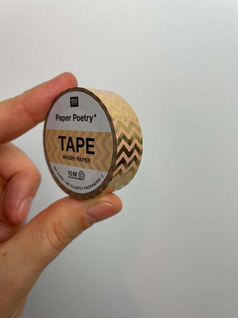 Paper Poetry Tape • Zigzag gold • 1.5cm 10m