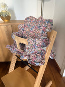 Ruffles Cushion Set Waterproof compatible with Stokke Tripp Trapp Highchair- Vichy gingham Floral