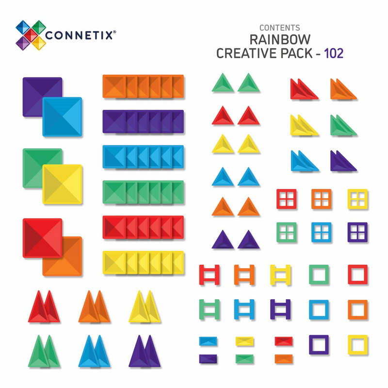 Connetix Magnetic Building Blocks Rainbow Creative Pack - 102 pieces (incomplete)