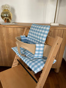 Wasserdichtes Kissen-Set kompatibel mit dem Stokke Tripp Trapp Hochstuhl – Blaues Vichy Karo