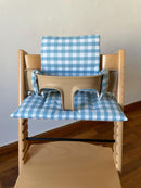 Wasserdichtes Kissen-Set kompatibel mit dem Stokke Tripp Trapp Hochstuhl – Blaues Vichy Karo