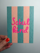 POSTKARTE SCHULKIND • PETROL ROSA NEONPINK