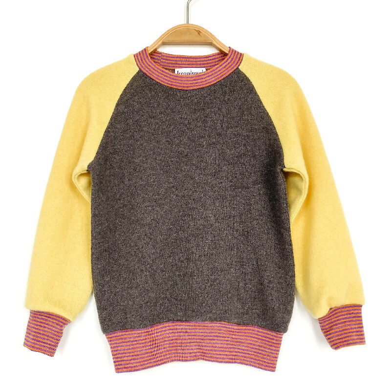 kronjuwel Kaschmirpullover für Kinder Größe 104/110 braun gelb Upcycling